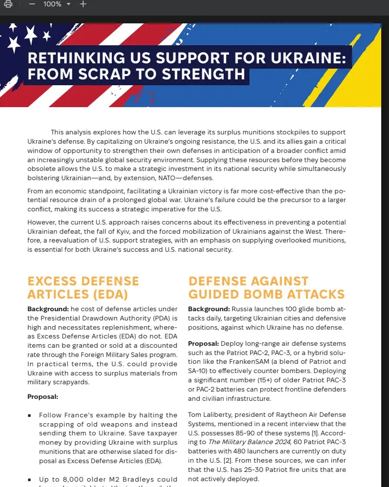 RETHINKING US SUPPORT FOR UKRAINE: FROM SCRAP TO STRENGTH
