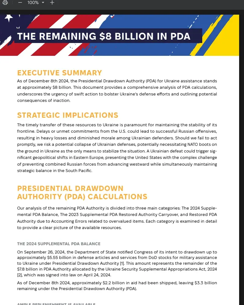 	THE REMAINING $8 BILLION IN PDA